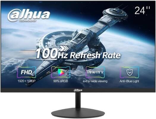 Dahua LM24-A200Y Monitor, 24" FHD 1920×1080 Display, 100Hz Refresh Rate, 5ms Response Time, 220 nits Brightness, 16:9 Aspect Ratio, 178°H/178°V Extra-Wide Viewing Angle, VGA / HDMI, Black