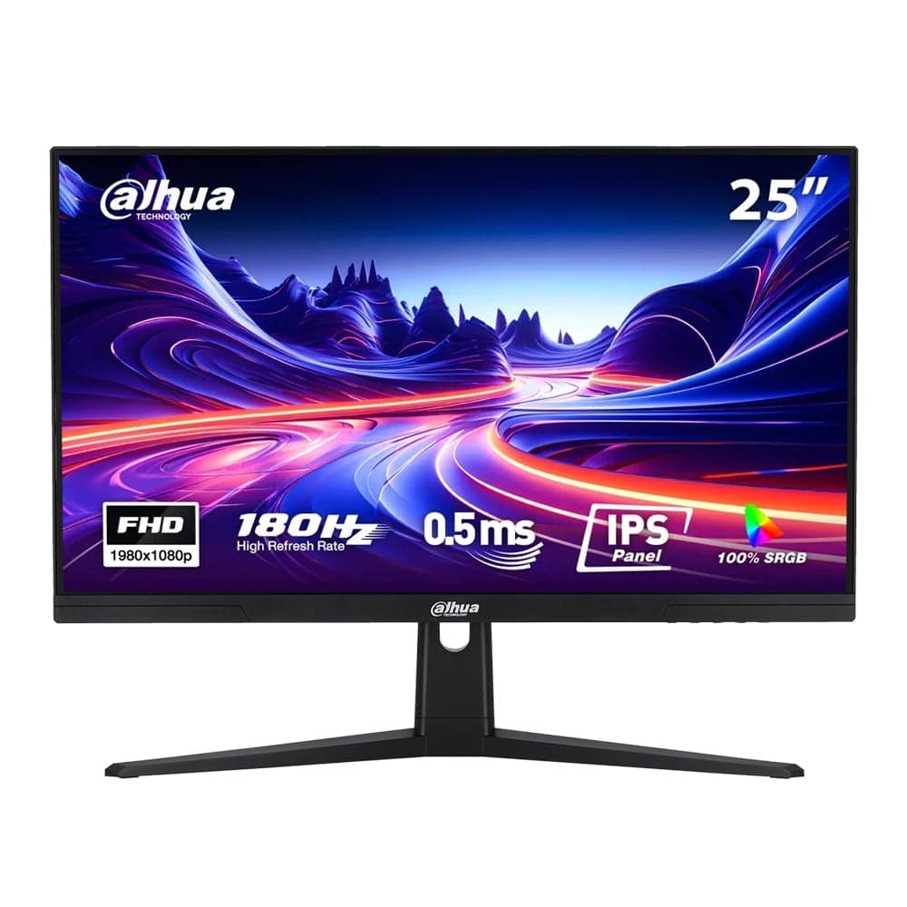 Dahua DHI-LM25-E231B Gaming Monitor, 24.5" FHD Fast IPS Display, 180Hz Refresh Rate, 0.5ms Response Time, 300nits Brightness, Adaptive Sync, Wide Color Gamut, 100% Adobe sRGB, HDMI /DP, Black