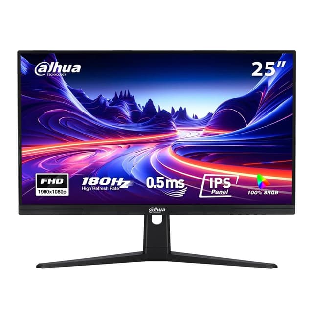 Dahua DHI-LM25-E231B Gaming Monitor, 24.5" FHD Fast IPS Display, 180Hz Refresh Rate, 0.5ms Response Time, 300nits Brightness, Adaptive Sync, Wide Color Gamut, 100% Adobe sRGB, HDMI /DP, Black