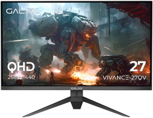 Galax Vivance-27QV Gaming Monitor, 27" QHD Fast VA Display, 165Hz Refresh Rate, 1ms MPRT Response Time, G-Sync Compatible, 16.7M Display Colors, HDMI / DP, Borderless Design, Black